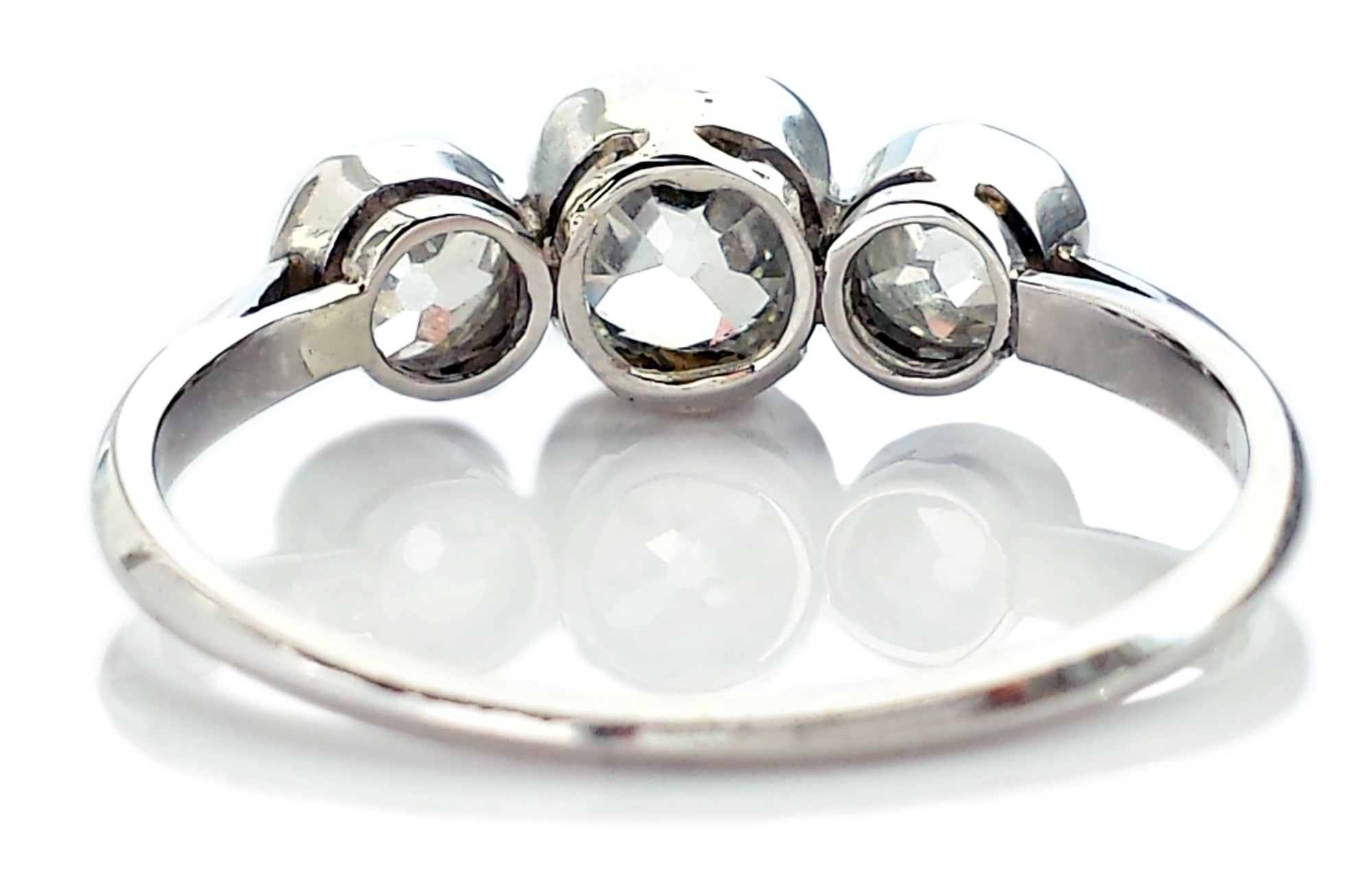 Art Deco 1.78tcw Old Cushion Cut Diamond 3-Stone Engagement Ring