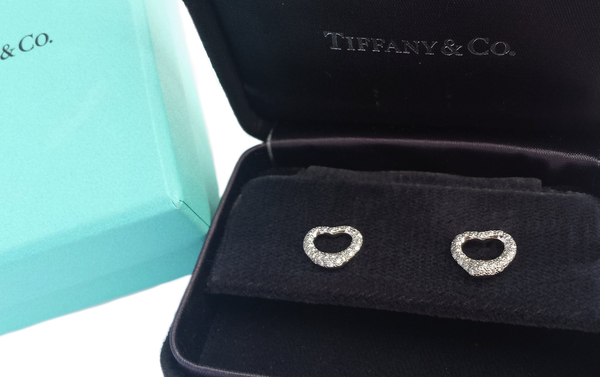 Tiffany & Co. Elsa Peretti Diamond Open Heart Earrings