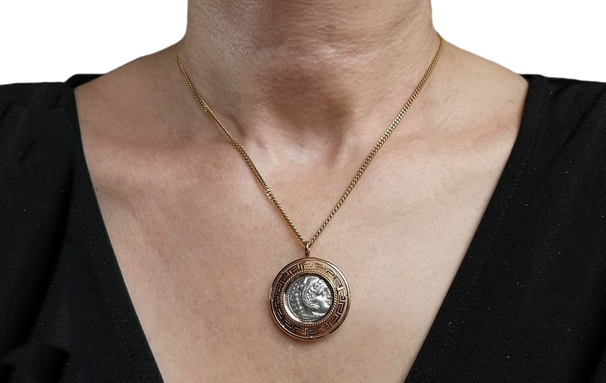 Ancient Greek Alexander the Great Drachm Coin 4BC Pendant Brooch - Bloomsbury Manor Ltd