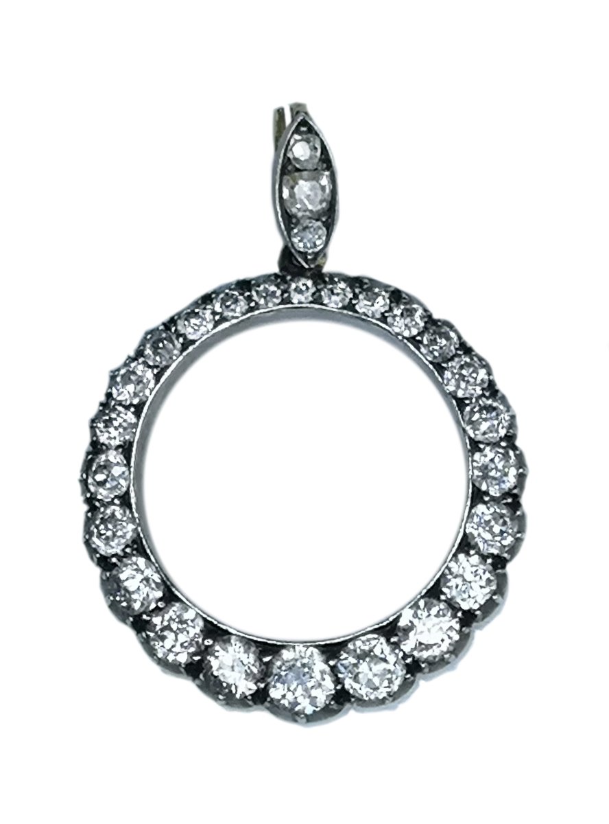 Antique Victorian 2.10ct Old European Cut Diamond Circle of Life Pendant - Bloomsbury Manor Ltd