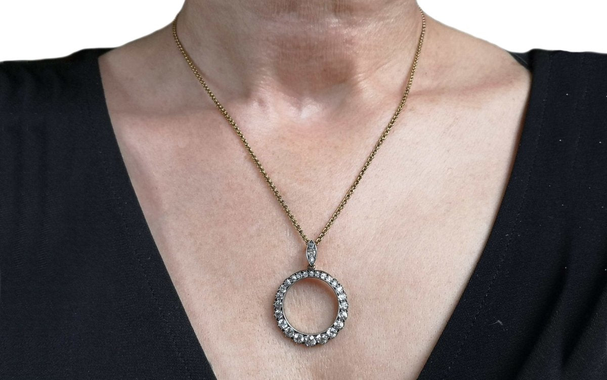Antique Victorian 2.10ct Old European Cut Diamond Circle of Life Pendant - Bloomsbury Manor Ltd