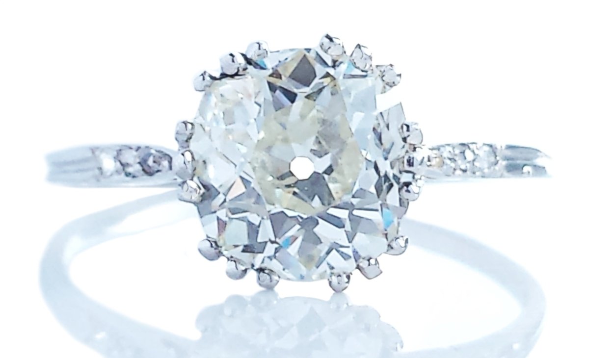 Art Deco 2.12ct M/SI1 Old Mine Brilliant Cut Diamond Engagement Ring - Bloomsbury Manor Ltd