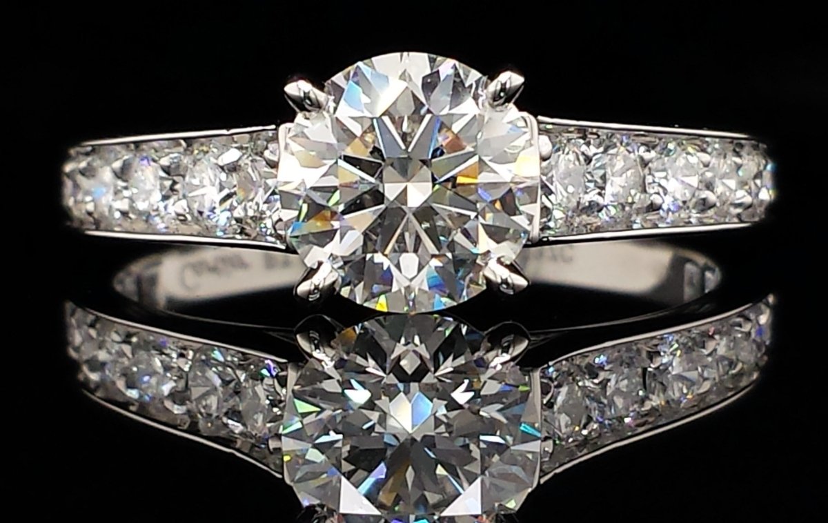 Cartier 1.96tcw G/VS1 Triple - X Round Brilliant Cut 1895 Diamond Engagement Ring with Side Stones - Bloomsbury Manor Ltd