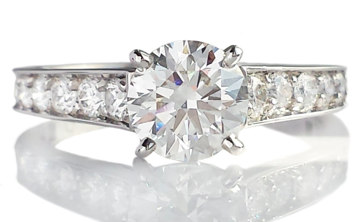 Cartier 1.96tcw G/VS1 Triple - X Round Brilliant Cut 1895 Diamond Engagement Ring with Side Stones - Bloomsbury Manor Ltd