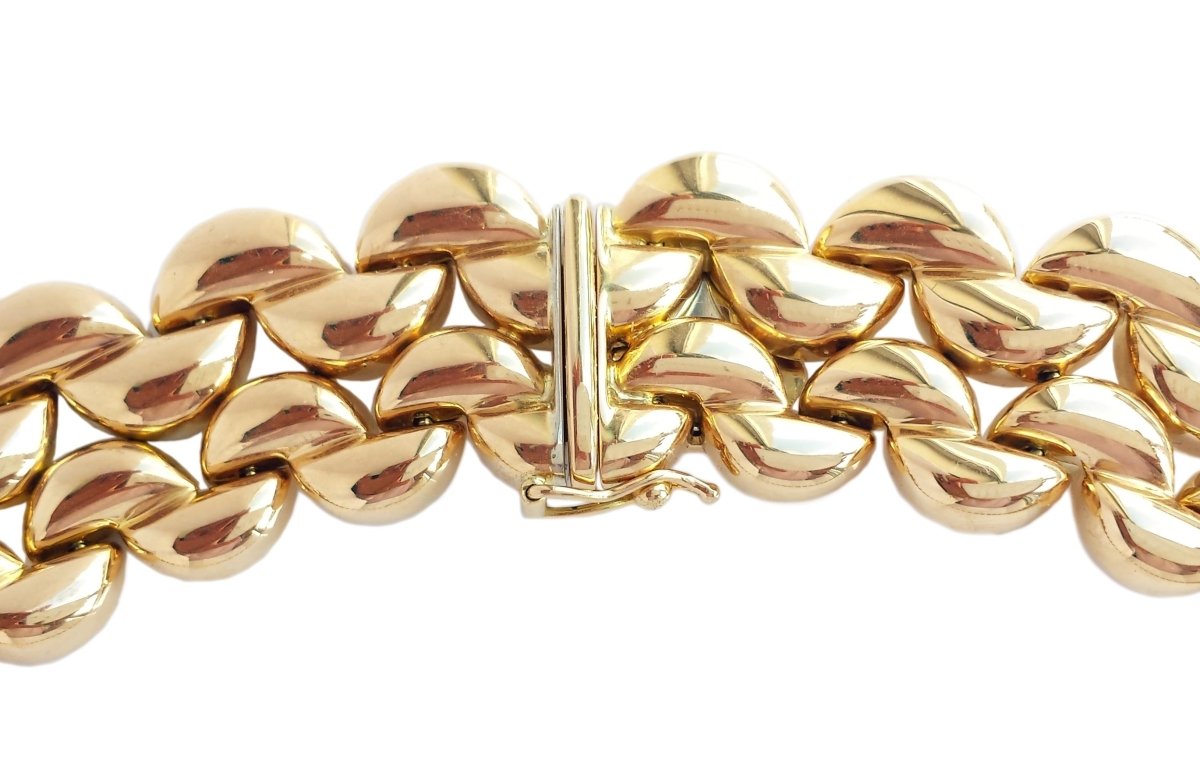 Cartier 1996 Syla Demi Lune 4 - Row 18k Gold Choker Necklace - clasp closed detail - Bloomsbury Manor Ltd