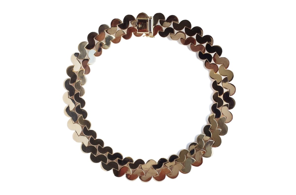 Cartier 1996 Syla Demi Lune 4 - Row 18k Gold Choker Necklace, reverse view - Bloomsbury Manor Ltd