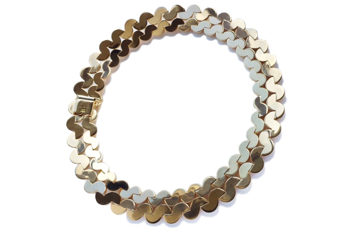 Cartier 1996 Syla Demi Lune 4 - Row 18k Gold Choker Necklace, reverse view - Bloomsbury Manor Ltd