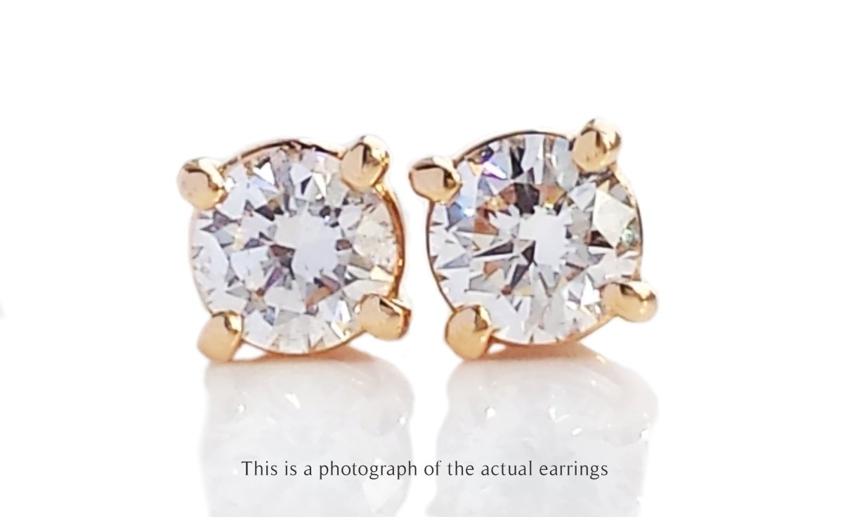 Tiffany & Co 0.22ct Round Brilliant Diamond 18k Rose Gold Earrings - Bloomsbury Manor Ltd