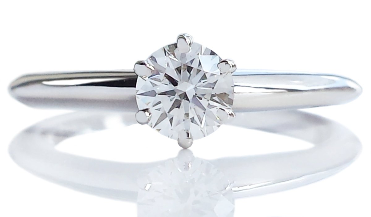 Tiffany & Co. 0.44ct H/SI1 Triple XXX Round Brilliant Diamond Engagement Ring - Bloomsbury Manor Ltd