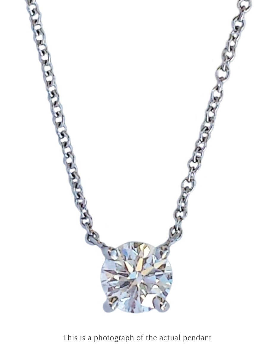 Tiffany & Co. 0.51ct D/SI1 Round Brilliant Diamond Solitaire Pendant - Bloomsbury Manor Ltd