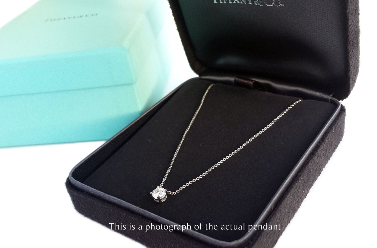 Tiffany & Co. 0.51ct D/SI1 Round Brilliant Diamond Solitaire Pendant - Bloomsbury Manor Ltd