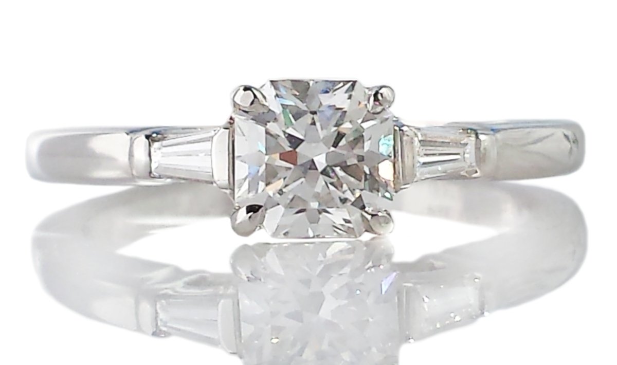 Tiffany & Co. 0.72 E/VVS2 Lucida Tapered Baguette Diamond Engagement Ring - Bloomsbury Manor Ltd