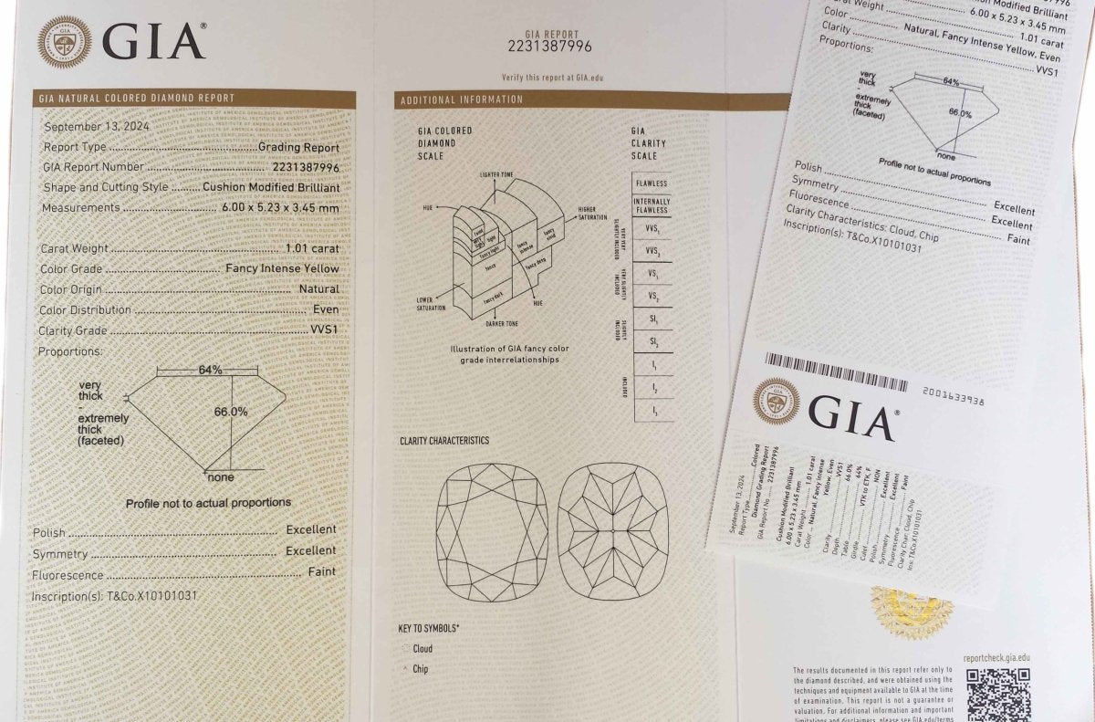 Tiffany & Co. 1.01ct FI/VVS1 Fancy Intense Yellow 'True' Diamond Engagement Ring - Bloomsbury Manor Ltd