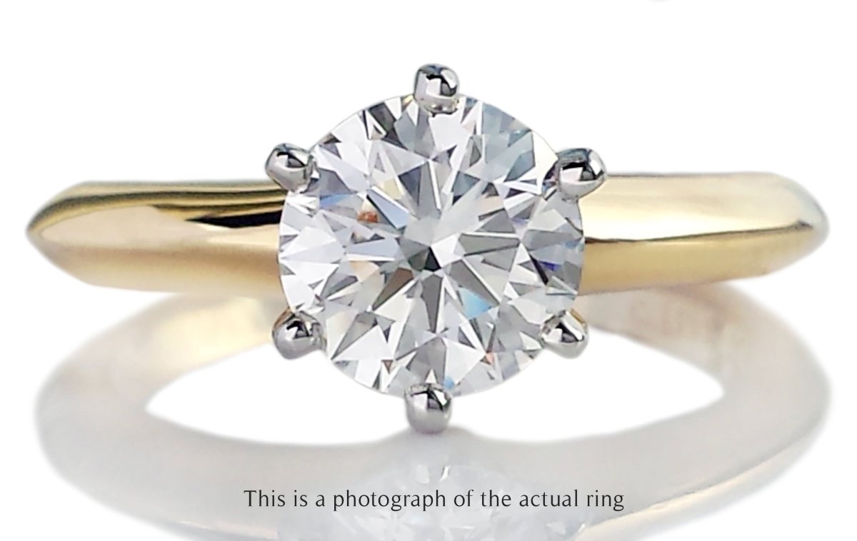 Tiffany & Co 1.11ct G/IF Round Brilliant Cut Diamond 18k Gold Engagement Ring - Bloomsbury Manor Ltd