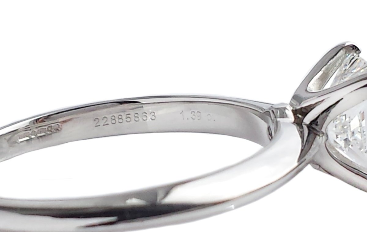 Tiffany & Co. 1.39ct E/VVS2 Princess Cut Diamond Engagement Ring stamps & hallmarks - Bloomsbury Manor Ltd