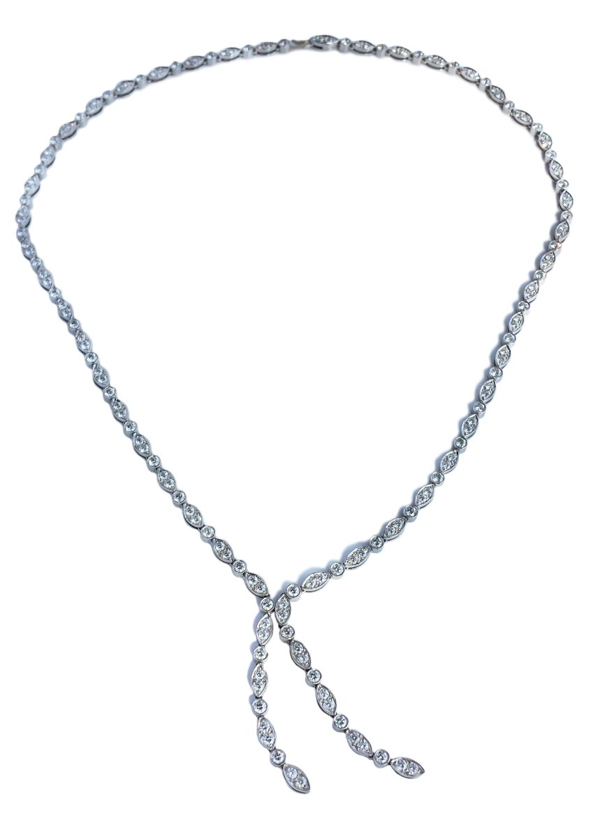 Tiffany & Co. 4.84ct Jazz Swing Double Drop Diamond Necklace - Bloomsbury Manor Ltd