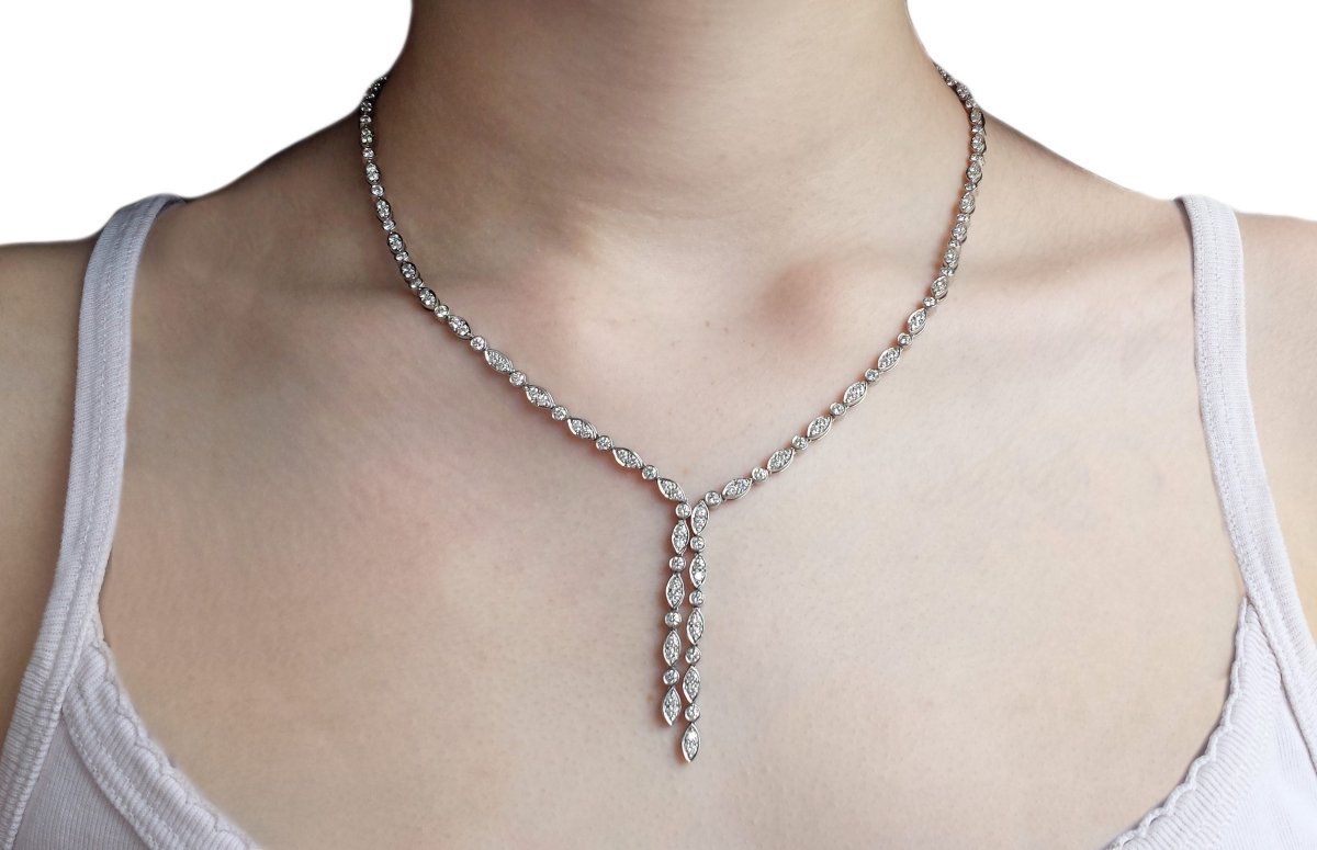 Tiffany & Co. 4.84ct Jazz Swing Double Drop Diamond Necklace - Bloomsbury Manor Ltd