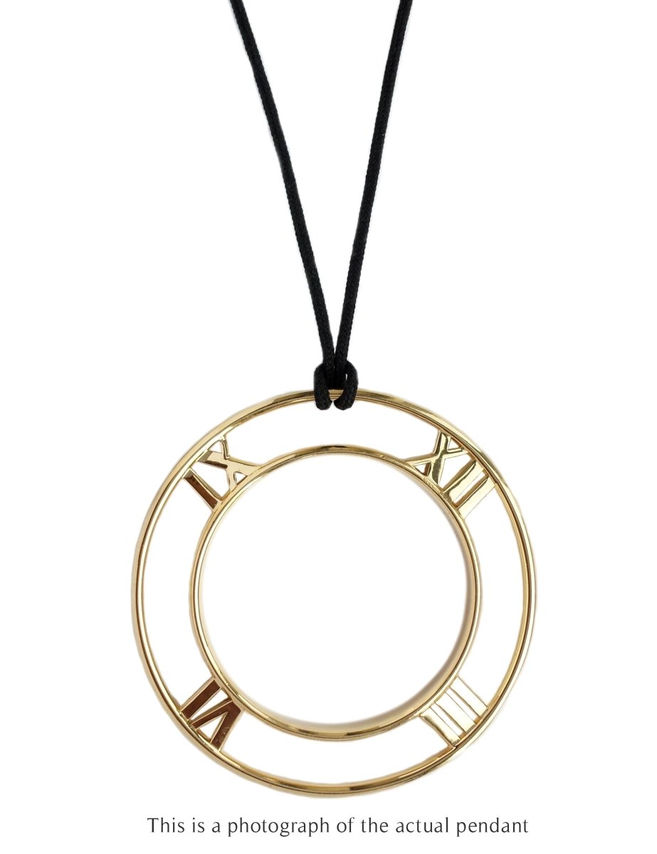 Tiffany & Co Atlas Roman Numerals 18k Gold XL Pendant - Bloomsbury Manor Ltd