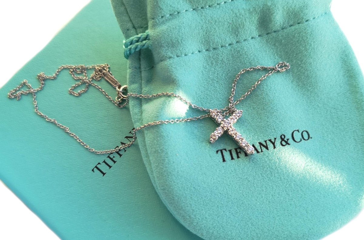 Tiffany & Co. Diamond Cross Pendant with Chain - Bloomsbury Manor Ltd