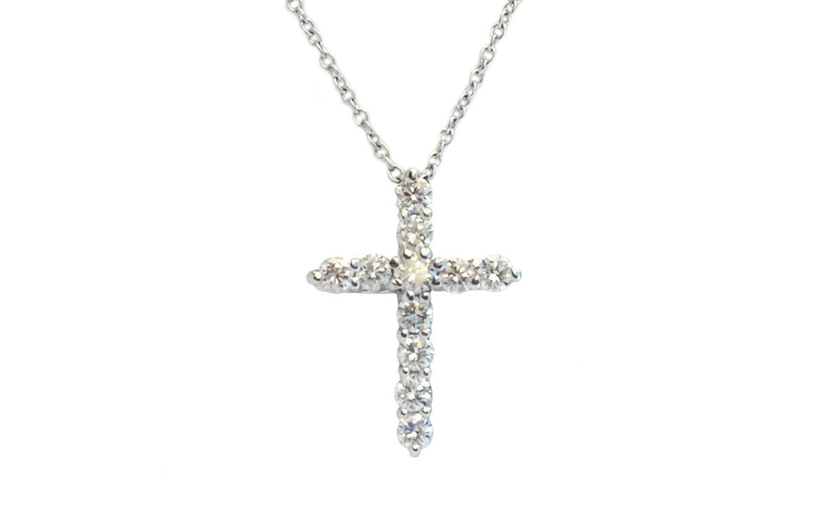 Tiffany & Co. Diamond Cross Pendant with Chain - Bloomsbury Manor Ltd
