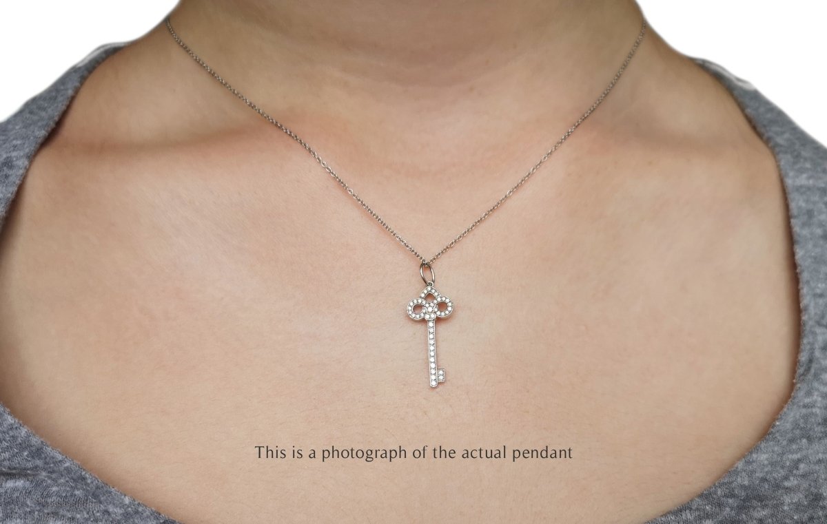 Tiffany & Co Diamond Keys Fleur de Lys Platinum Pendant - Bloomsbury Manor Ltd