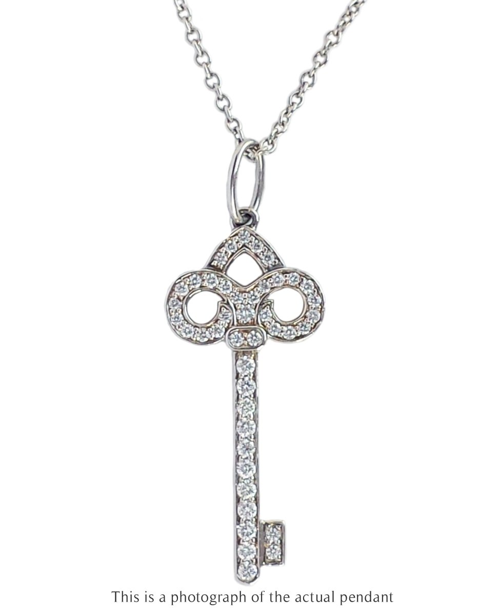 Tiffany & Co Diamond Keys Fleur de Lys Platinum Pendant - Bloomsbury Manor Ltd