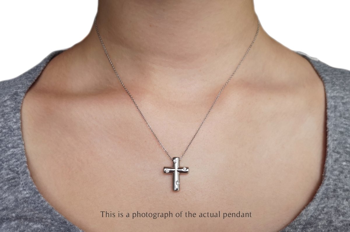 Tiffany & Co Dots 4 Diamond Platinum Cross Pendant - Bloomsbury Manor Ltd