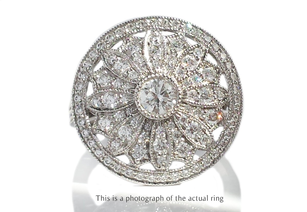 Tiffany & Co Large Flower Daisy 0.80ct Diamond Flower Ring - Bloomsbury Manor Ltd