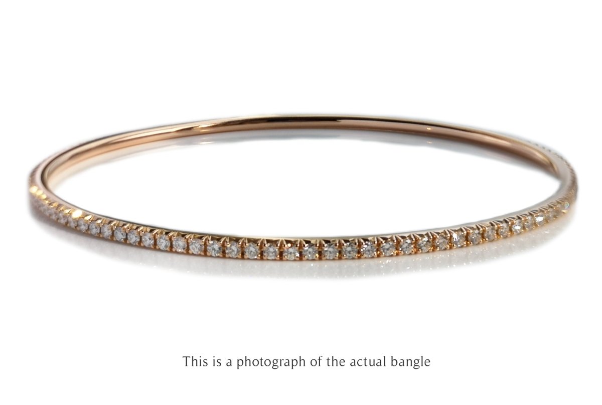 Tiffany & Co Metro 18k Rose Gold Diamond Bangle - Bloomsbury Manor Ltd