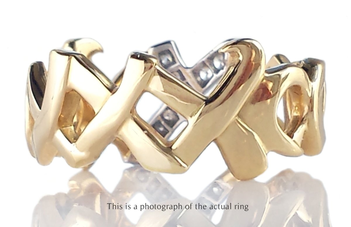 Tiffany & Co. Paloma Picasso XO Hugs & Kisses Diamond Ring in 18k Gold - Bloomsbury Manor Ltd