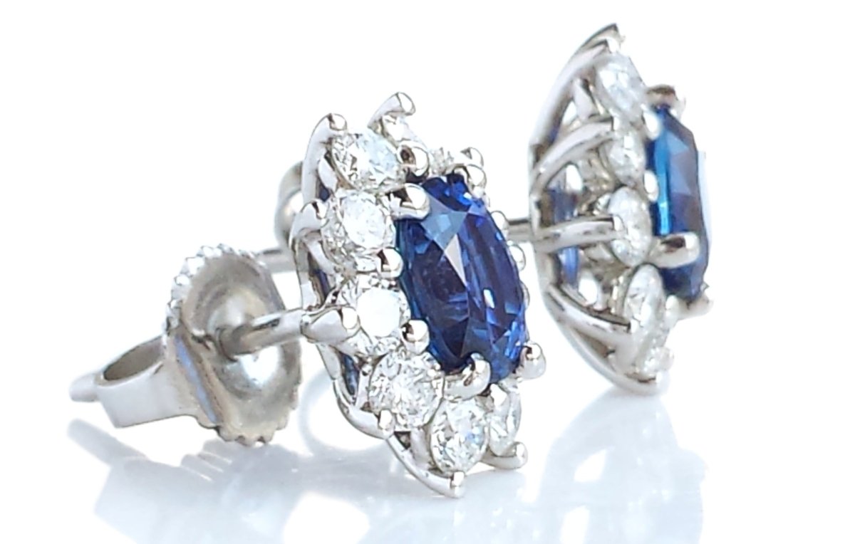 Tiffany & Co. Sapphire & Diamond Cluster Earrings - Bloomsbury Manor Ltd