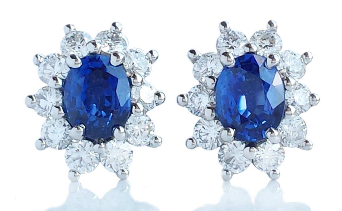 Tiffany & Co. Sapphire & Diamond Cluster Earrings - Bloomsbury Manor Ltd
