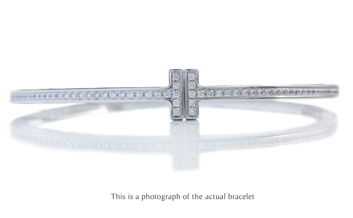 Tiffany T Diamond Hinged Bangle 18k White Gold RRP £8650 - Bloomsbury Manor Ltd
