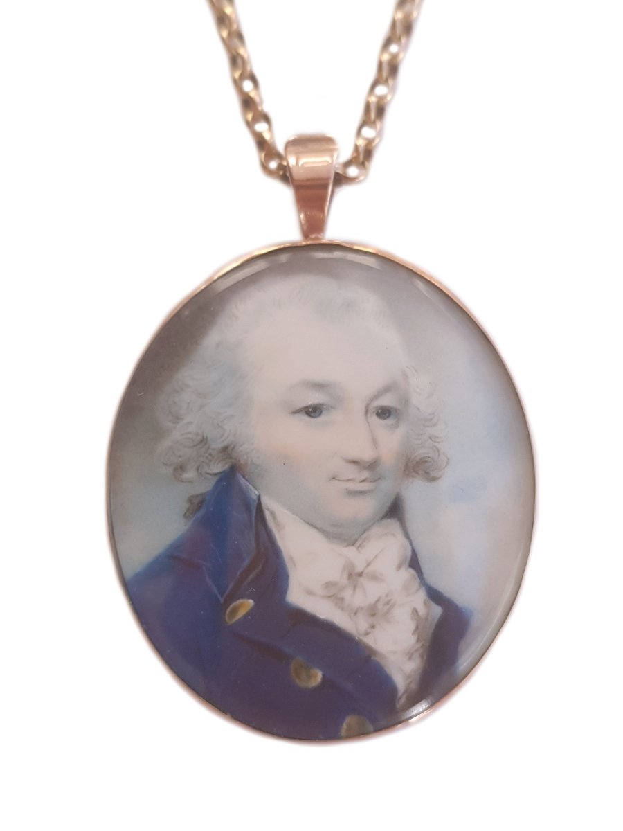 18th Century Georgian English George Engleheart Miniature Portrait Pendant - Bloomsbury Manor Ltd