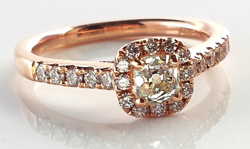 Sustainable Ethical Diamond Halo Engagement Ring in 18K Rose Gold