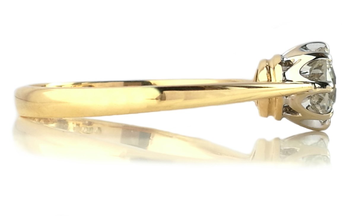 Antique 0.75ct Old Cut Round Diamond Engagement Ring in 18k Gold - Bloomsbury Manor Ltd