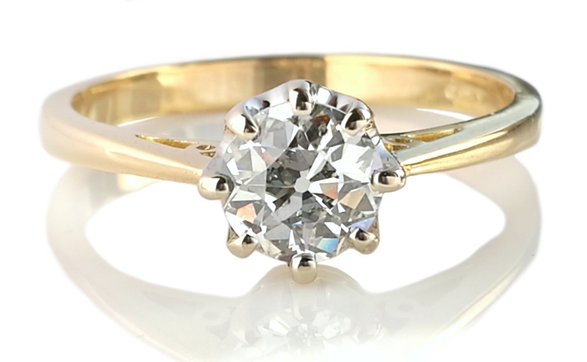 Antique 0.75ct Old Cut Round Diamond Engagement Ring in 18k Gold - Bloomsbury Manor Ltd