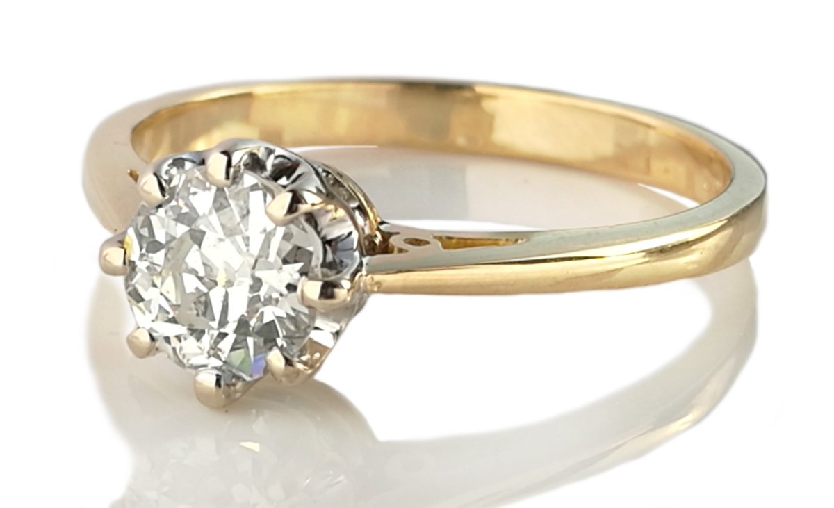 Antique 0.75ct Old Cut Round Diamond Engagement Ring in 18k Gold - Bloomsbury Manor Ltd