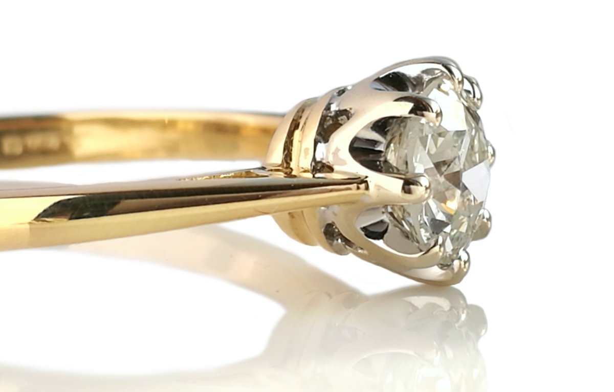 Antique 0.75ct Old Cut Round Diamond Engagement Ring in 18k Gold - Bloomsbury Manor Ltd