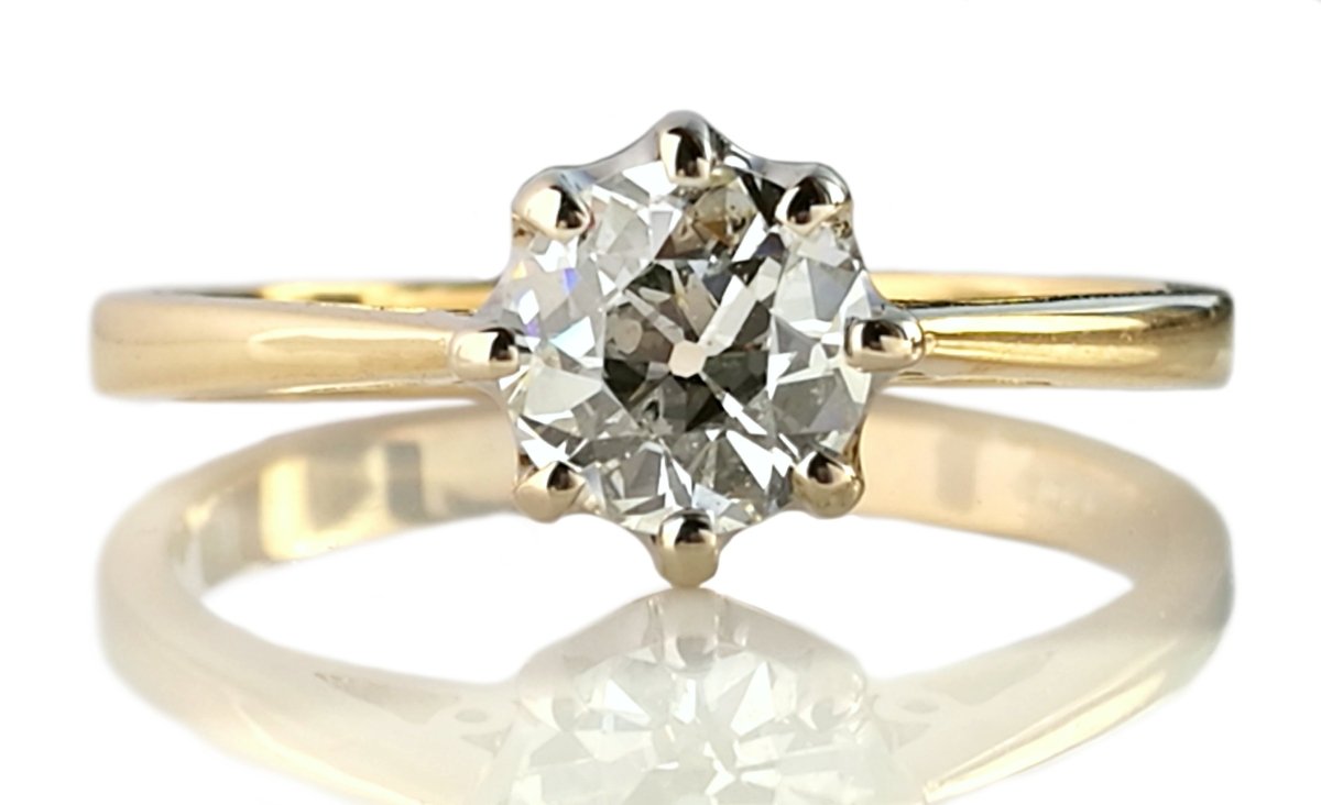 Antique 0.75ct Old Cut Round Diamond Engagement Ring in 18k Gold - Bloomsbury Manor Ltd