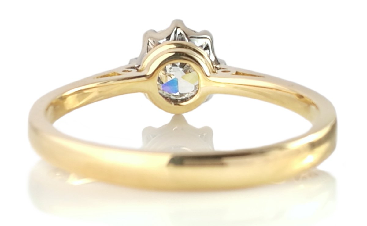 Antique 0.75ct Old Cut Round Diamond Engagement Ring in 18k Gold - Bloomsbury Manor Ltd