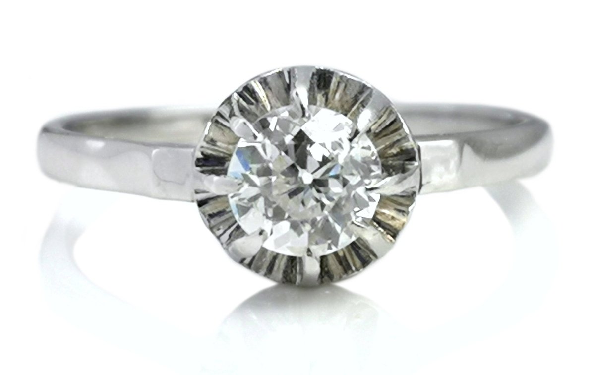 Antique 1900s 0.5ct G/VS Old Cut Diamond Platinum Ballerine Engagement Ring - Bloomsbury Manor Ltd