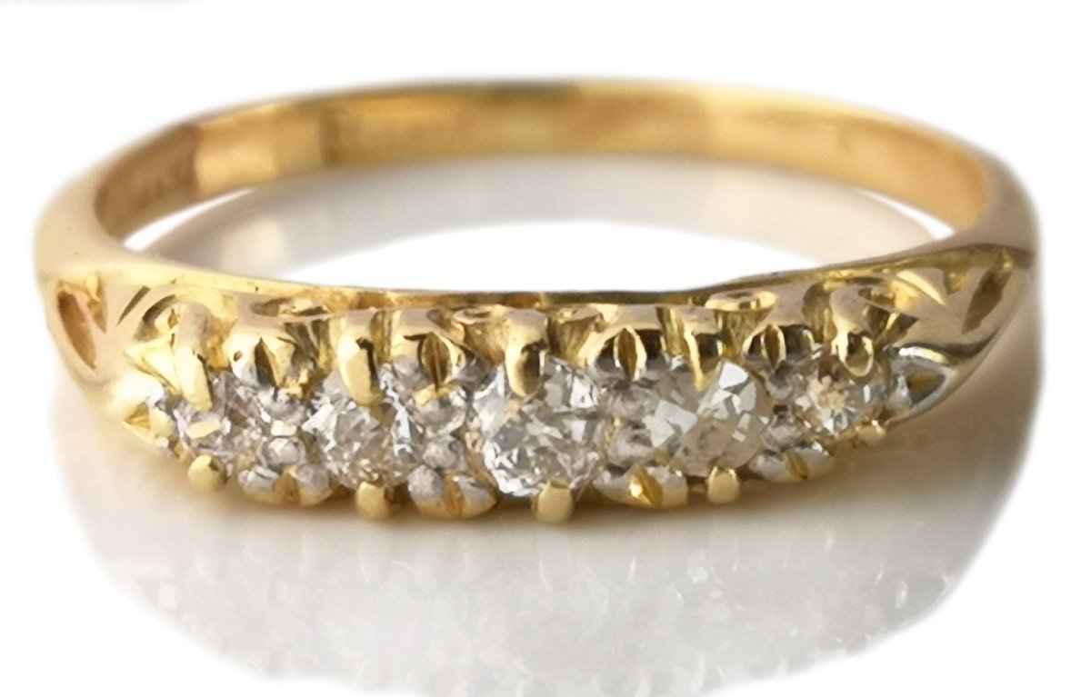 Antique Victorian 5 - Stone Diamond 18k Engagement Ring - Bloomsbury Manor Ltd