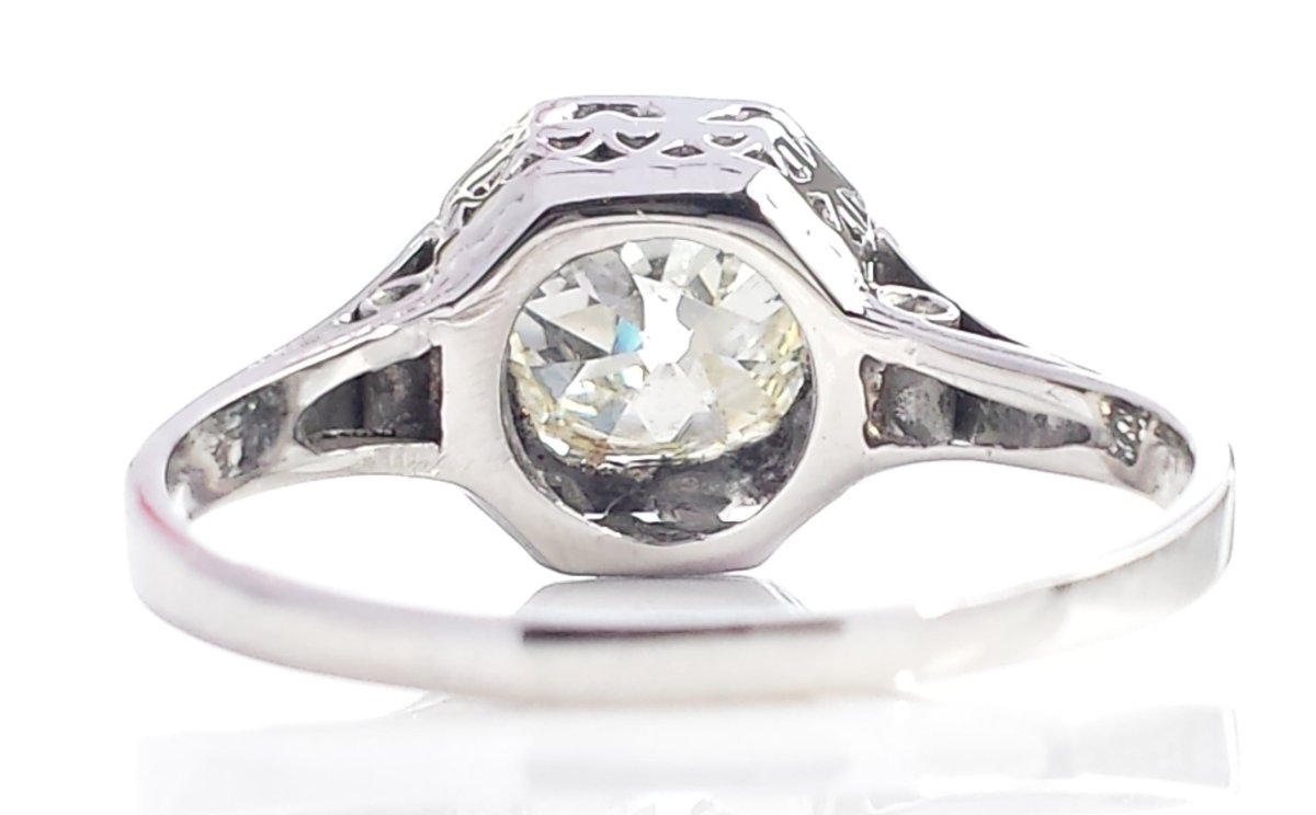 Art Deco 1.41ct L/SI2 Old Cushion Cut Diamond Engagement Ring - Bloomsbury Manor Ltd