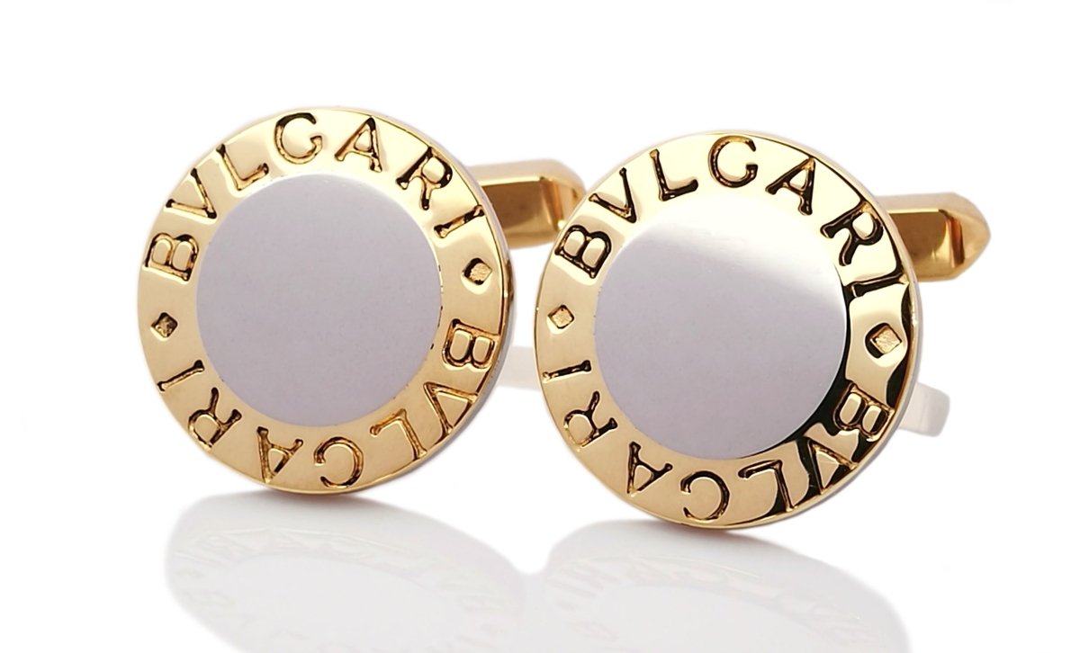 Bulgari Bvlgari Steel & 18k Gold Cufflinks - Bloomsbury Manor Ltd