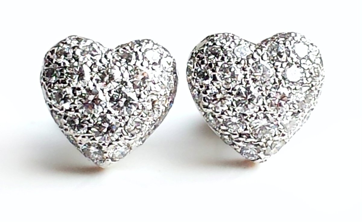 Cartier 1.0tcw Diamond Pavé Set Heart Earrings - Bloomsbury Manor Ltd