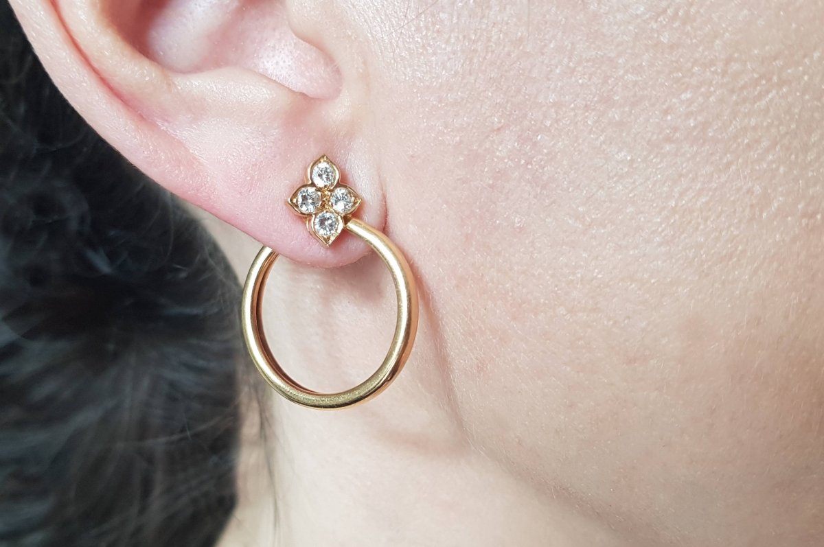 Cartier Hindu Diamond Hoop 18k Gold Earrings - Bloomsbury Manor Ltd