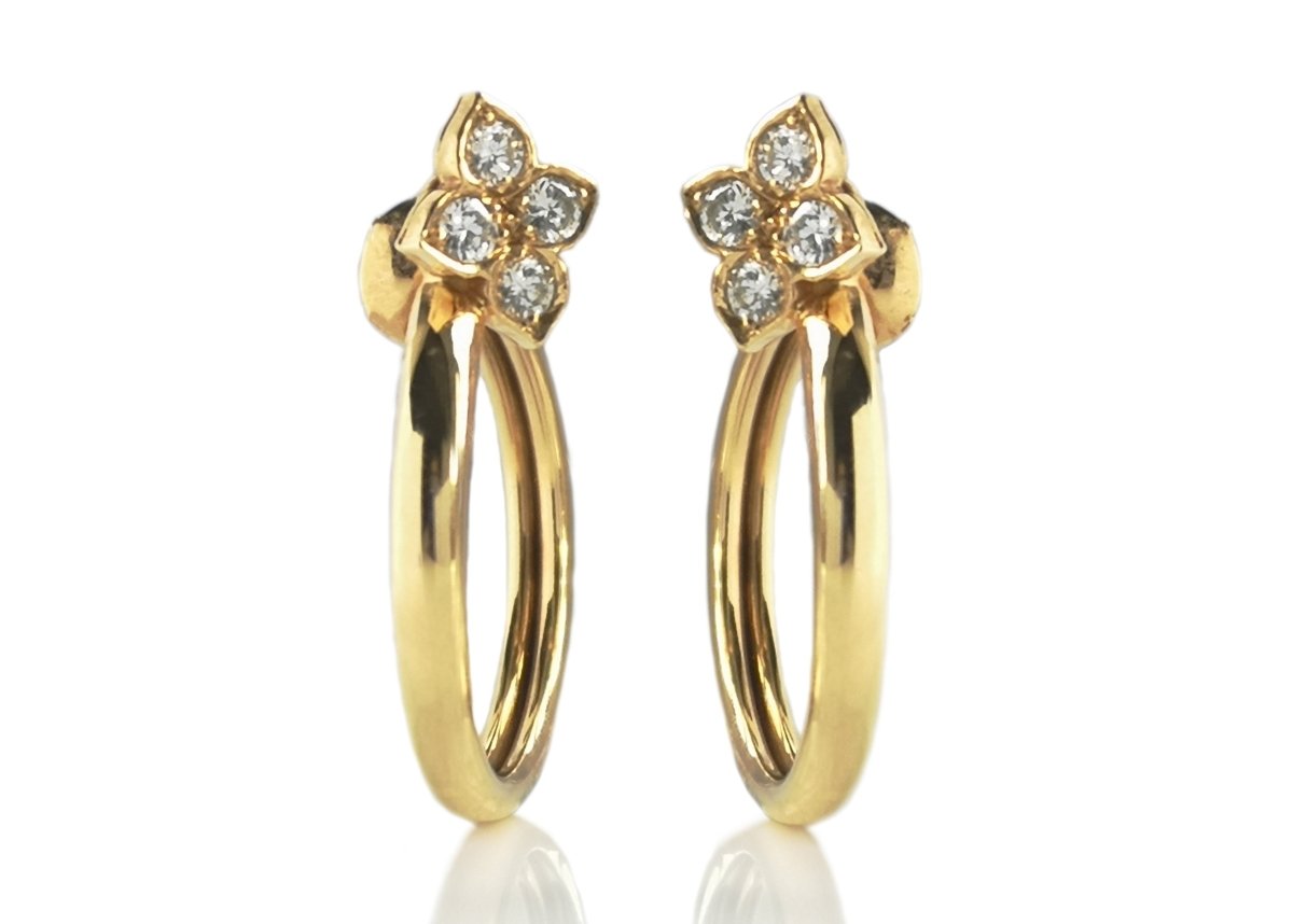 Cartier Hindu Diamond Hoop 18k Gold Earrings - Bloomsbury Manor Ltd