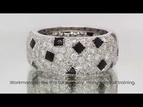 Video of Cartier 3.45ct Panthere Pelage Diamond & Onyx Pavé Set Ring, Size 51 - Bloomsbury Manor Ltd