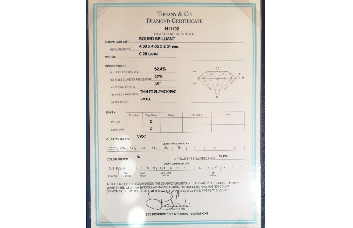 Tiffany & Co. 0.26ct E/VVS1 Round Brilliant Cut Diamond Engagement Ring - Bloomsbury Manor Ltd